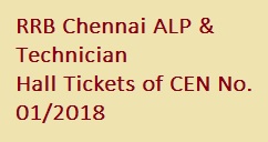 RRB Chennai ALP Technician Hall Tickets